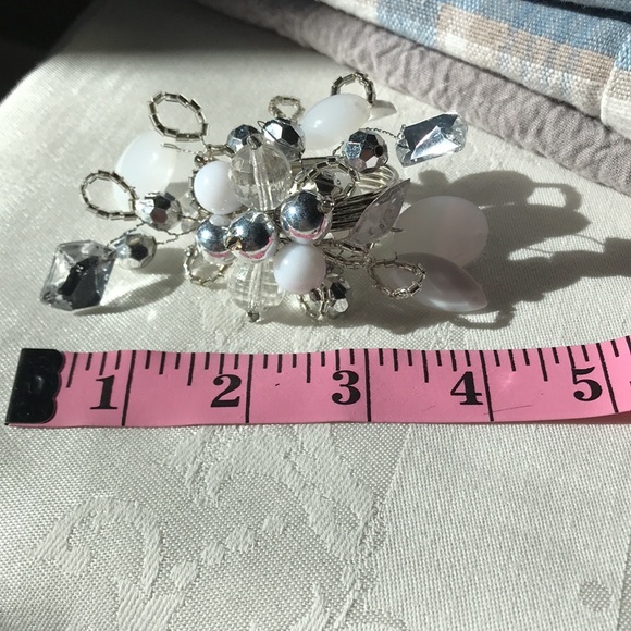 Pier 1 Imports Elegant Beaded Napkin Rings: Set of Six with cake knife. - Picture 8 of 9